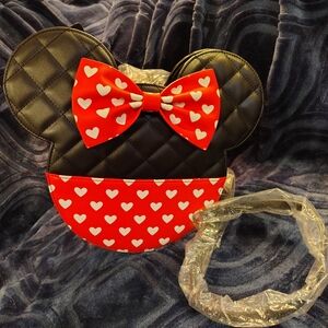 Loungefly Black and Red Heart Bow Bag